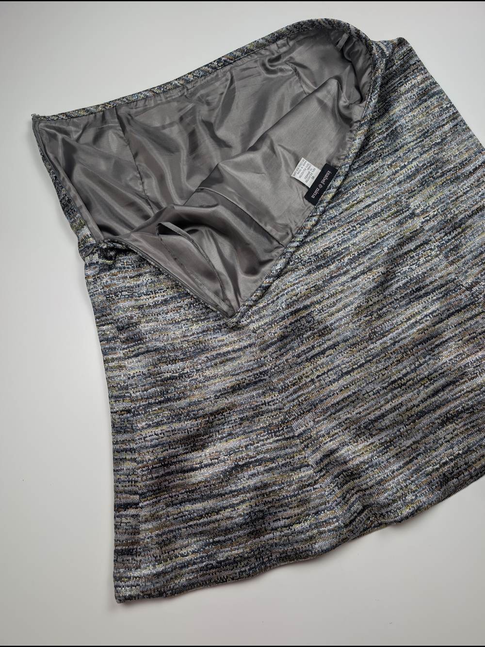 Isabel & Nina Womens Tweed Skirt Suit Set Metallic Gold Gray Size 10 EUC - Picture 11 of 15